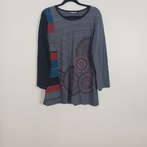 Leopards and Roses gray and multi color tunic A6